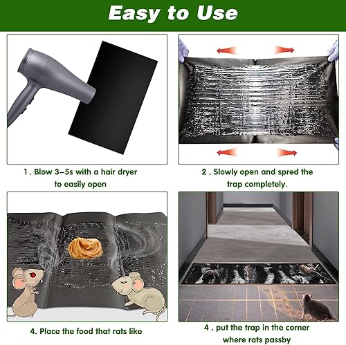 Miniatura 6 de Paquete de 12 trampas de pegamento extra grandes para ratones y ratas, trampas súper adhesivas resistentes para ratones, ratas, serpientes, trampa