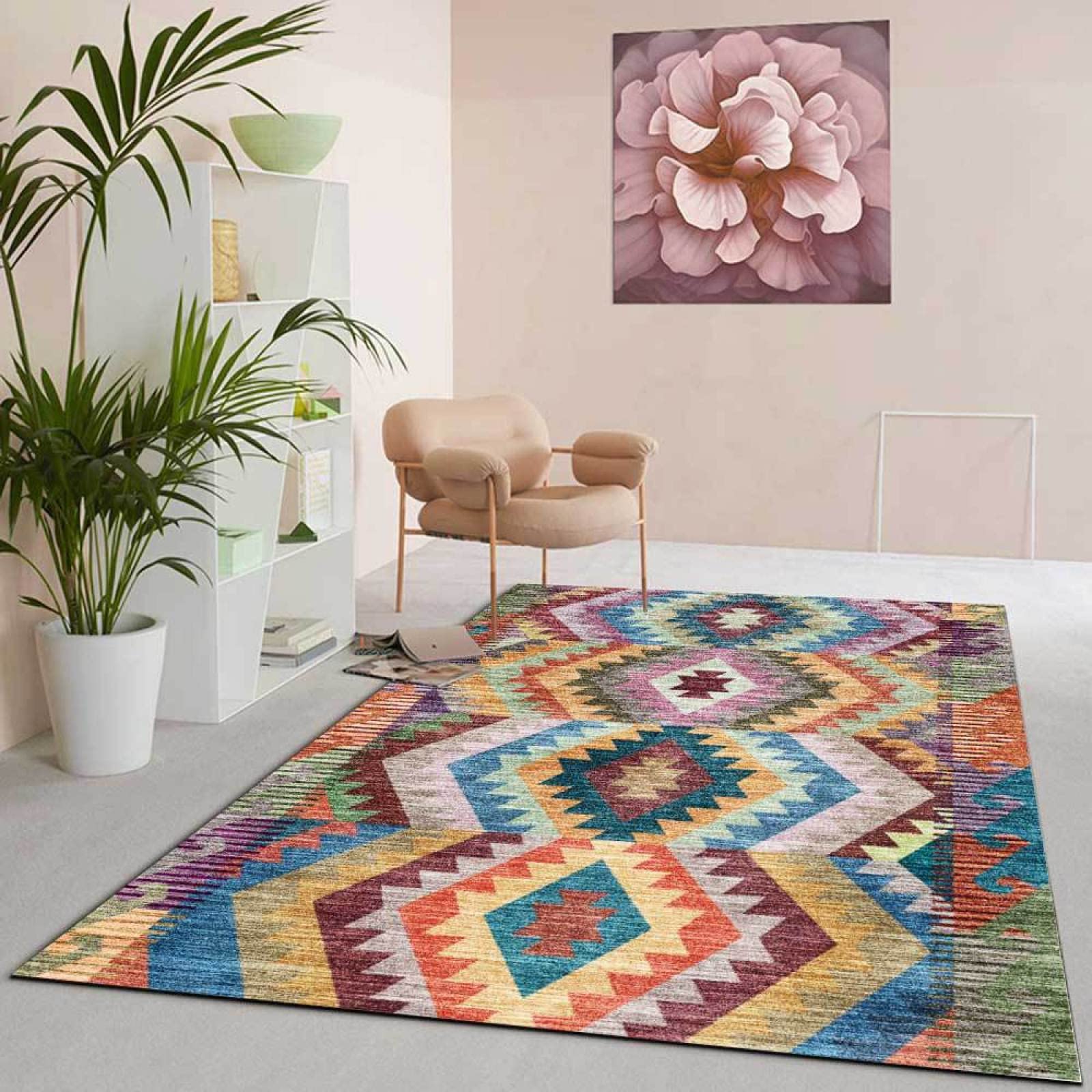 Tapis rectangulaire facile à nettoyer anti-tache et anti-glisse