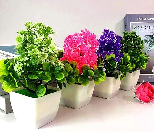 Miniatura 2 de Plantas artificiales, flores falsas, planta de pino artificial, 1 pieza de flor artificial de plástico en maceta, bonsái para sala de estar, jardín,