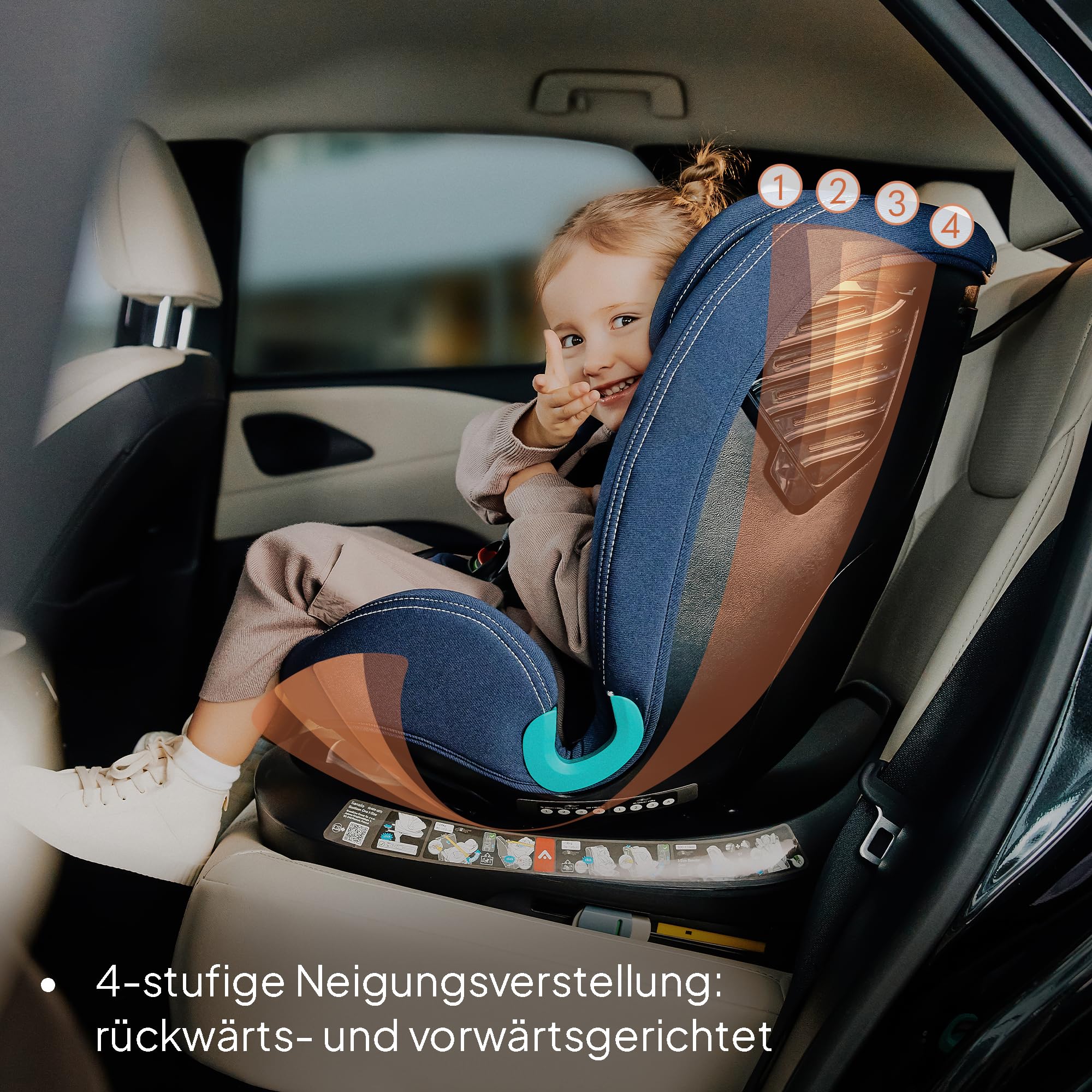 Lionelo Bastiaan i-Size One 360o drehbarer Autositz für Kinder 40-150 cm | Montage in Fahrtrichtung und entgegen der Fahrtrichtung möglich, ISOFIX Pas TopTether Einstellbare Rückenlehne