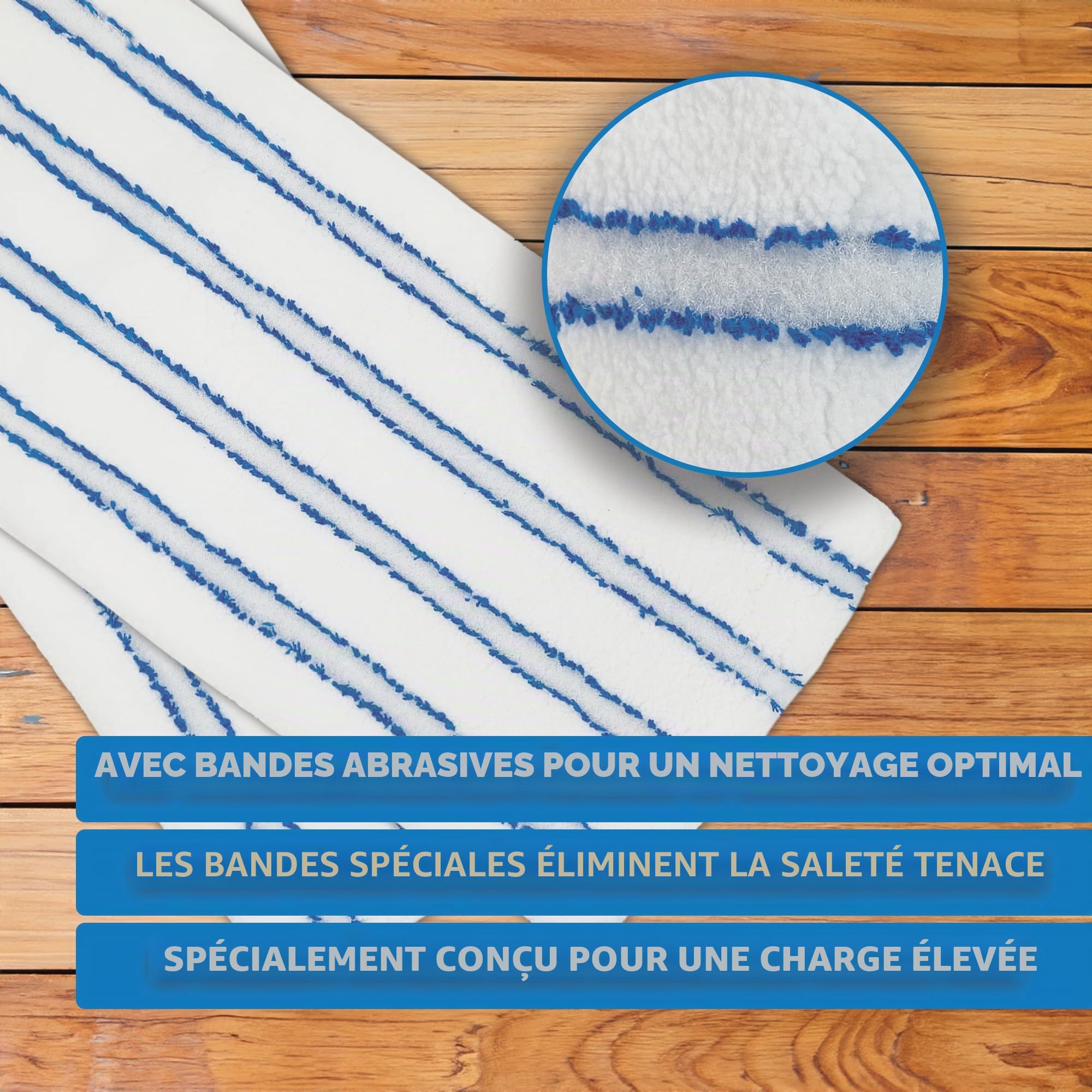 Lot de 100 serpillères professionnelles en microfibre pour serpillères professionnelles - Pour porte-balai de 50 cm - Serpillères avec bandes abrasives - Housses de poche professionnelles