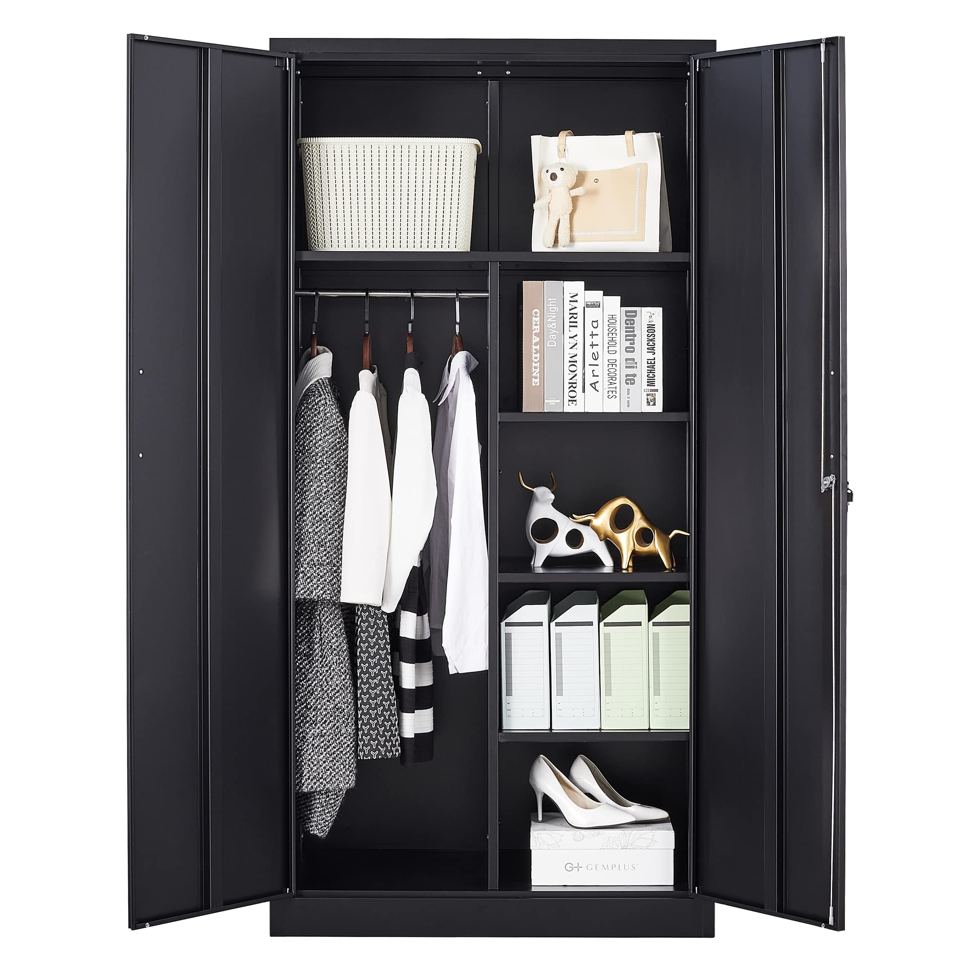 Buy BYNSOE Metal Storage Locker Metal 72” Black Steel Wardrobe