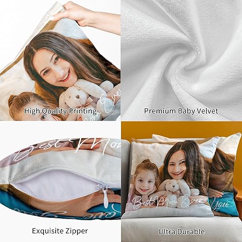 Miniatura 3 de Easycosy Almohada personalizada con imagen y texto, funda de almohada personalizada de terciopelo de dos lados, funda de almohada personalizada de