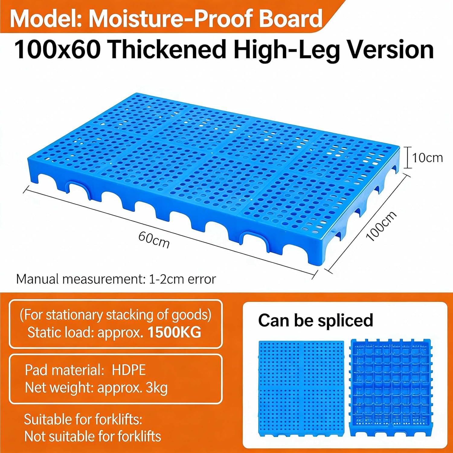 Lightweight Waterproof Plastic Pallets – Stackable Indoor Outdoor Floor Pallets for Basement Storage, Supermarkets & Warehouses