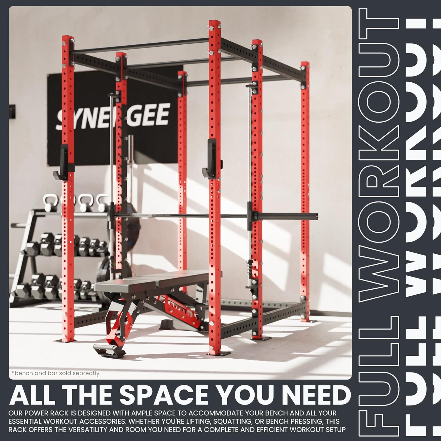 Synergee Synergee Power Cage – Smith Machine with Dual Pull-Up Bars & 11-Gauge Steel Frame - Image 7