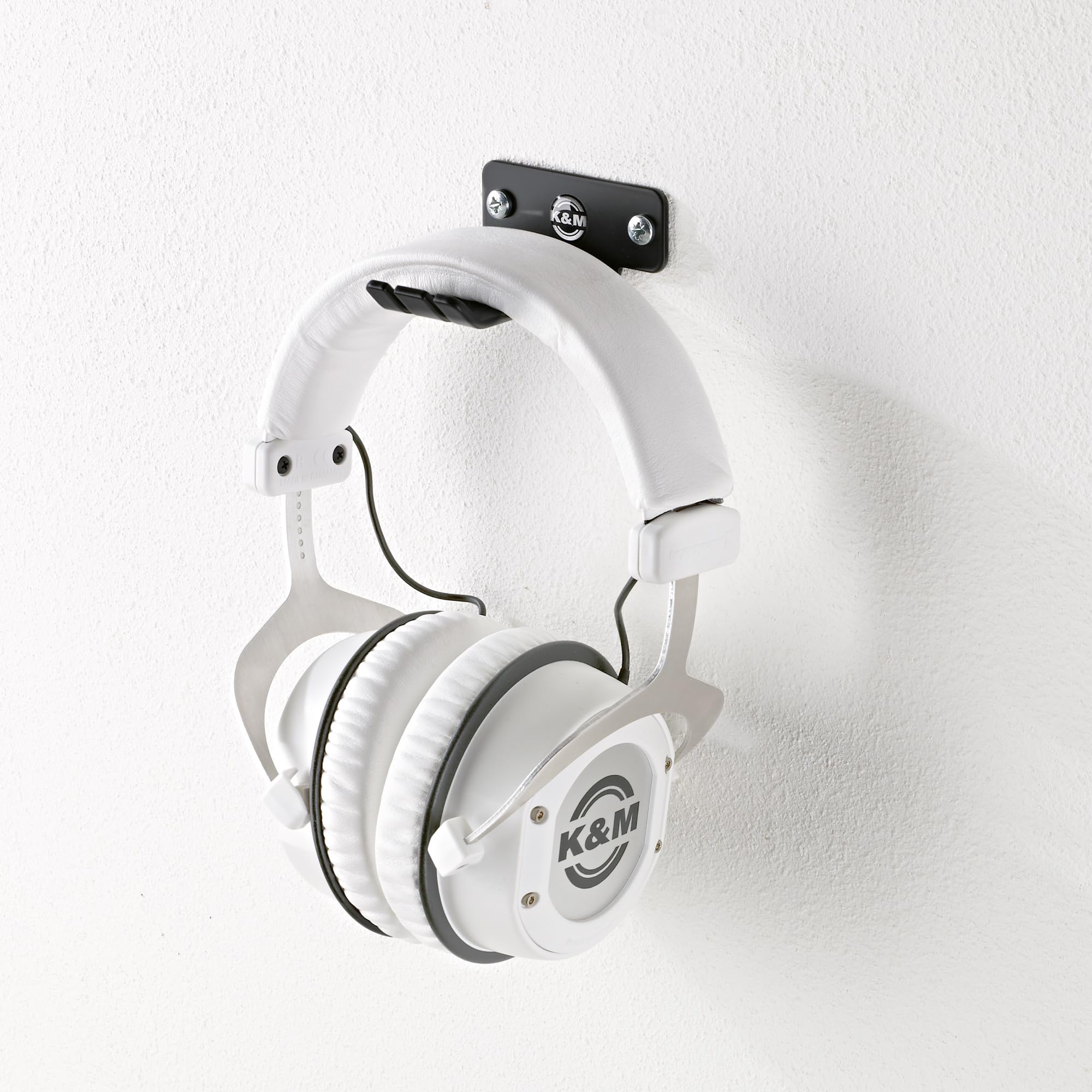 K&M 16311 Support mural pour casque d'écoute noir en tôle d'acier - pour casque d'écoute supra-auriculaire - pour un rangement ordonné