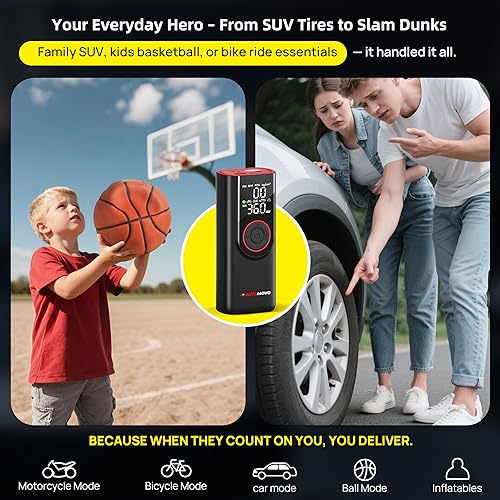 Miniatura 9 de Inflador de neumáticos, compresor de aire portátil, inflado 3 veces más rápido, bomba de aire de 150 PSI para neumáticos de automóvil con medidor