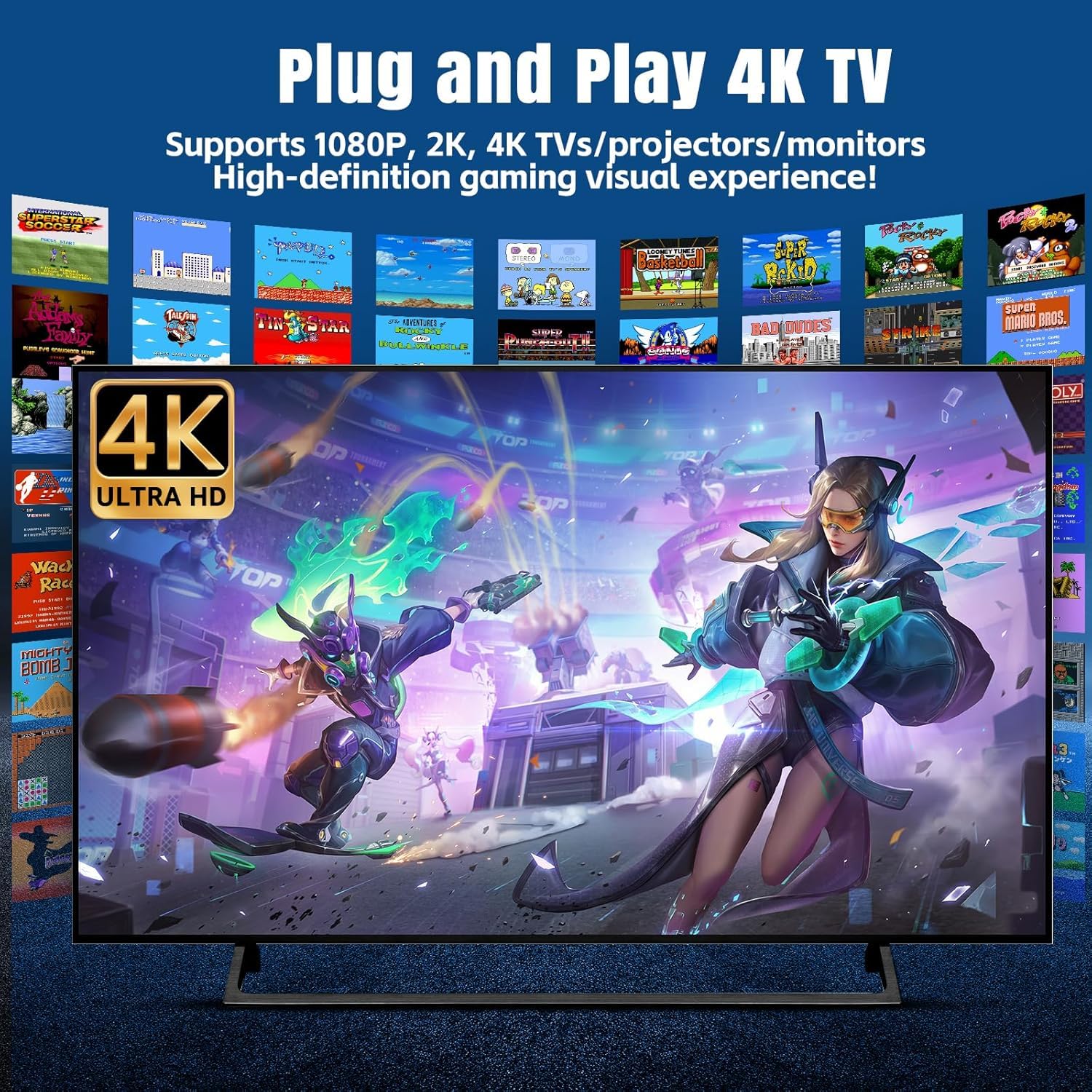 New 2025 Edition 4K TV HDMI Port Gaming Wireless Video Games for TV Gaming Retro Gaming Console with Wireless Game Console with 20,000+ Retro Games, 9 Emulators, 2 Controllers, 64G Inbuilt Card 09 3