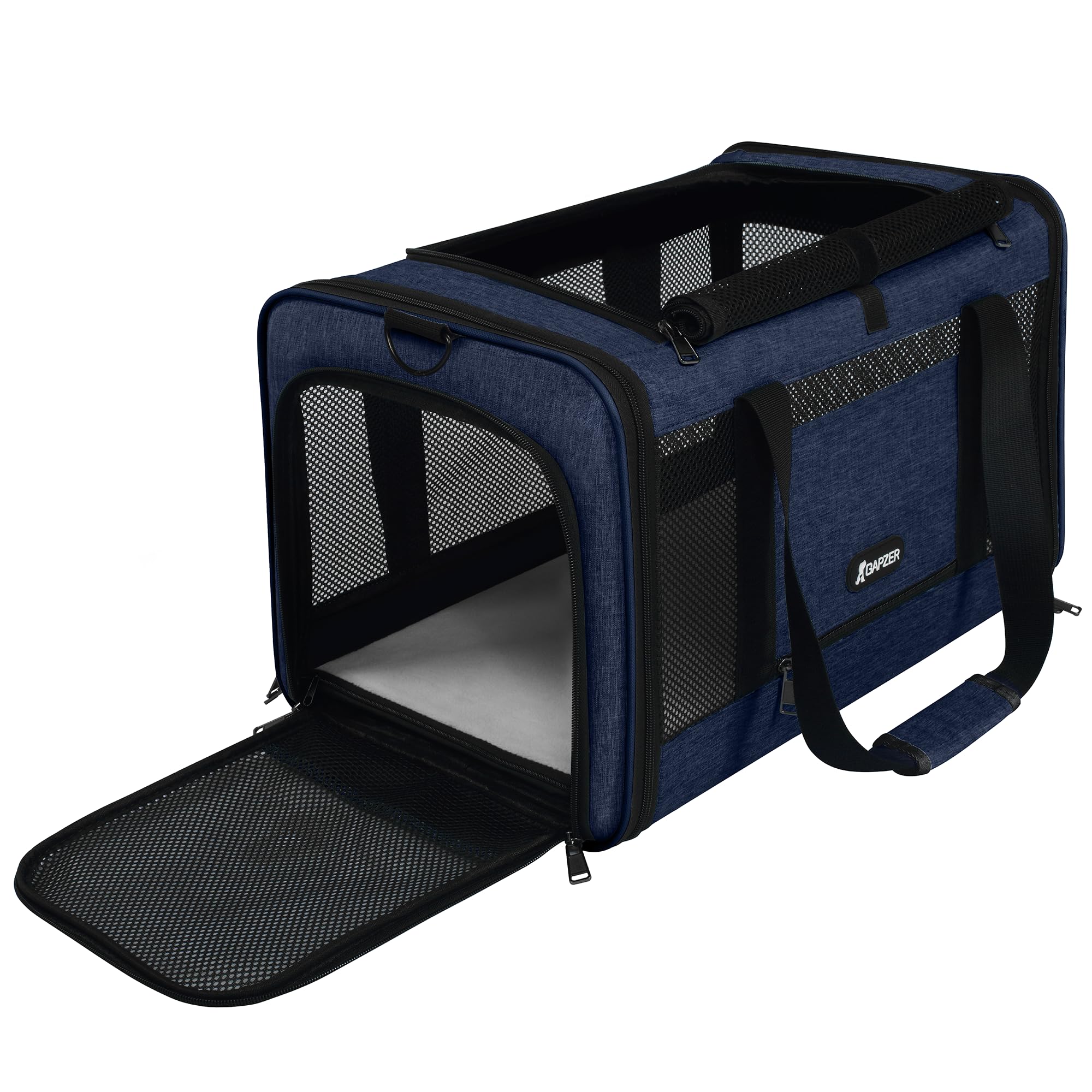 Cat Carrier 18x11x11 United Airline Approved, Top Loader Heavy Duty Softshell Pet Flying Bag 18lbs, Small Dog Chihuahua Crate 5-10 Pounds, Kitty Transport Kennel, Miniature Poodle Case Navy