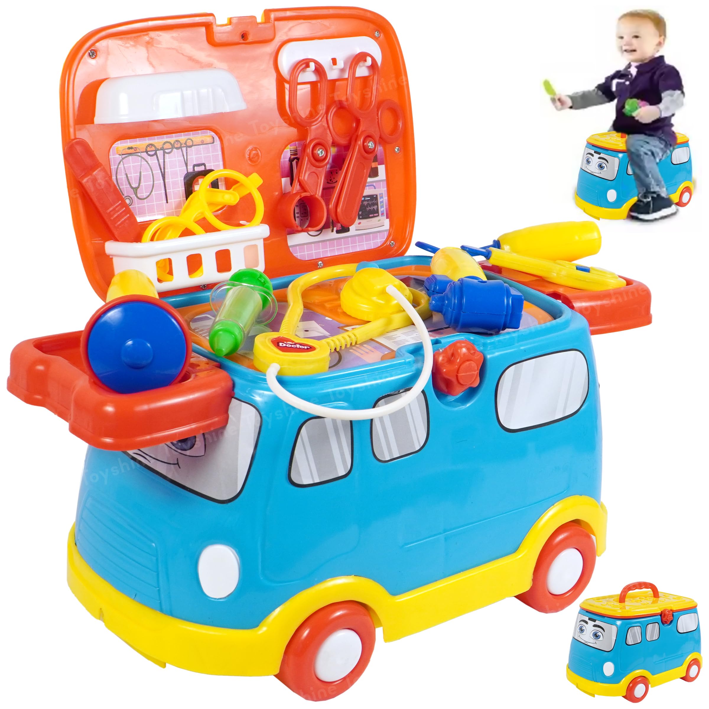 Toyshine 2 In 1 Doctor Vehicle Mini Bus Baby Ride On Cum Doctor Play 16 Pc Set For Kids Age 3 + - Multicolor (B0CS9GSS18) Amazon Price History, Amazon Price Tracker