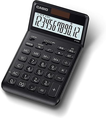 Casio JF-S200-BK-N Stylish Calculator, Black, 12 Digits, Just Type
