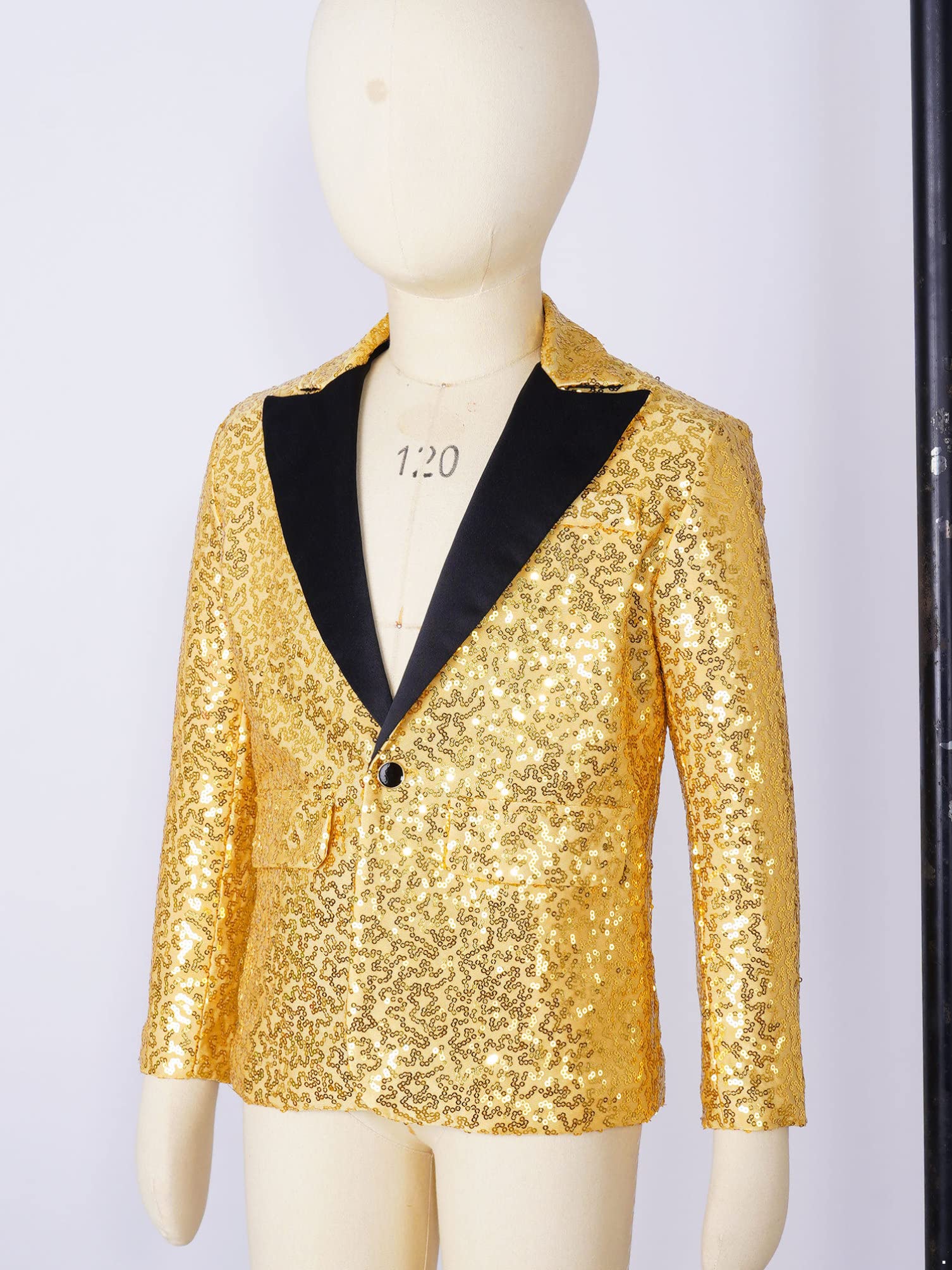 dPois Veste Blazer Enfant Garcon Paillettes Costumes d'honneur Mariage Cérémonie Soirée Manteau Gentilhomme Vestons Anniversaire Banquet Party Fête 5-16 Ans
