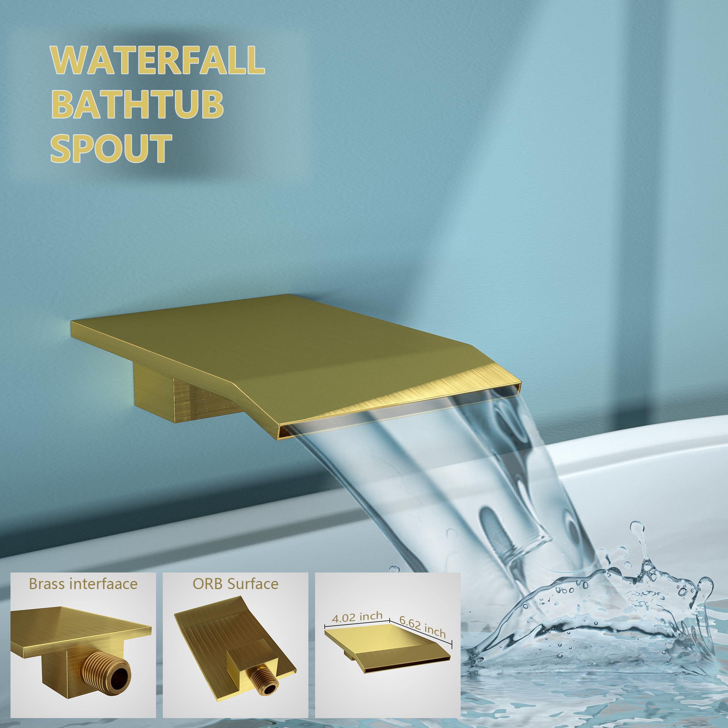 Deckenduscharmatur Set Gebürstetes Gold – 25,4 Cm Regendusche + Handbrause + Wannenauslauf