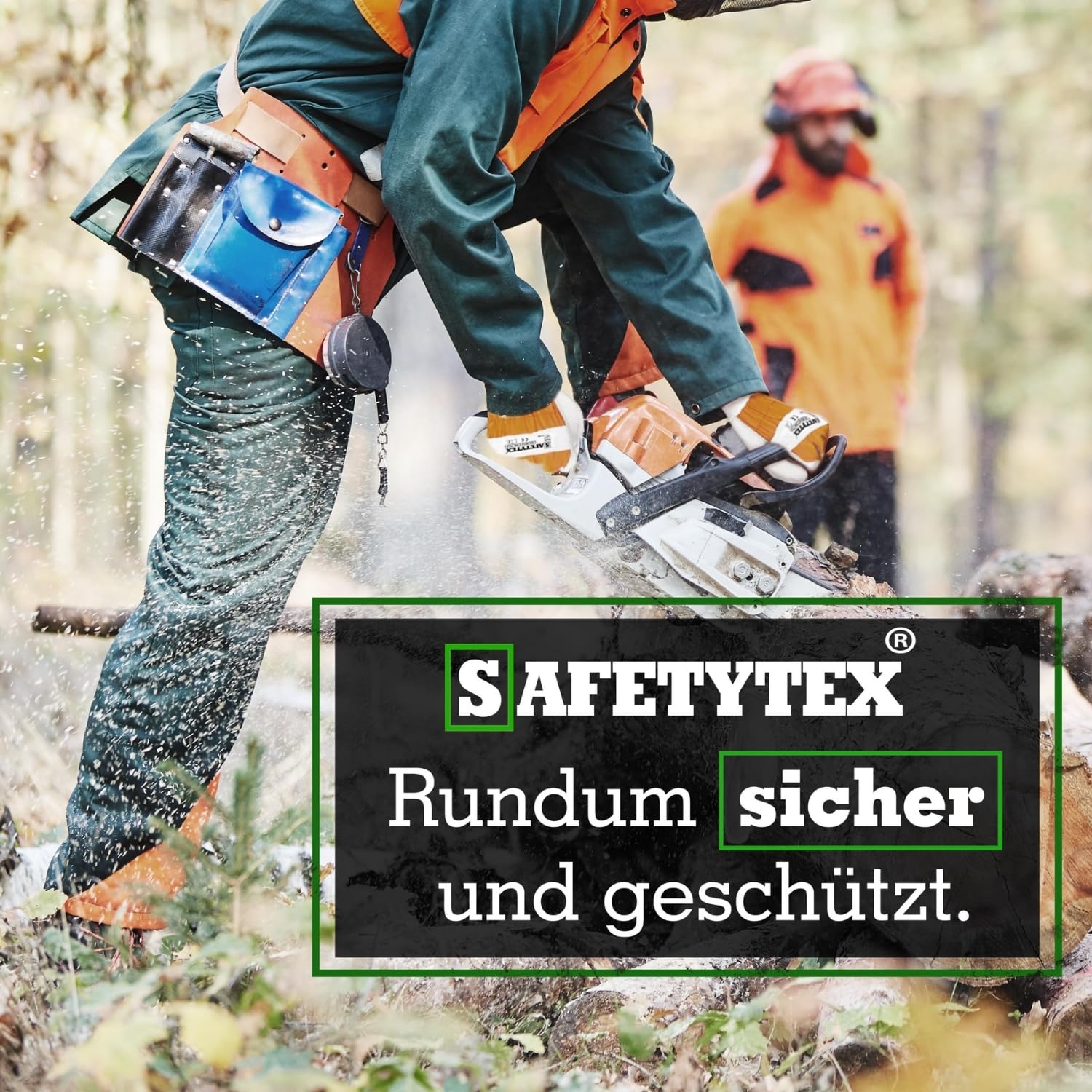 Safetytex Forstschutz Set Schnittschutzhose und Forsthandschuhe | 2-teiliges Set, KWF geprüft, Schutz bei Forstarbeiten, Gartenarbeiten, robuste Verarbeitung, komfortabel, langlebig
