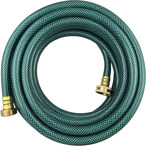 Darnassus Manguera de jardín de PVC de 12 pulgadas, manguera de agua verde resistente con accesorios de latón macizo, sin fugas, flexible, para