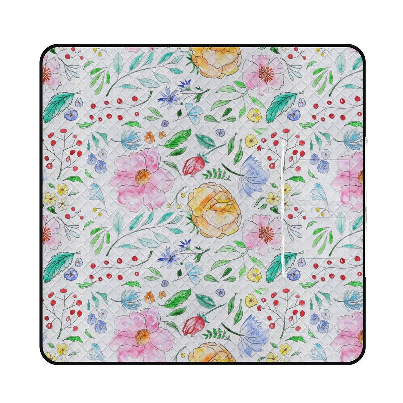 3D Impression Fleurs Contexte Couverture Pique Nique Tapis De Plage Anti Sable Tapis Plage Plaid Pique Nique pour Camping, Parc, Jardin, Plage 200x200cm