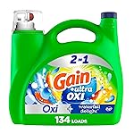 Gain Ultra Oxi Liquid Laundry Detergent, Waterfall Delight Scent, 194 fl oz, 134 Loads, Freshness + Odor Fighting, High Efficiency Washing Machine Liquid Cleaning Soap