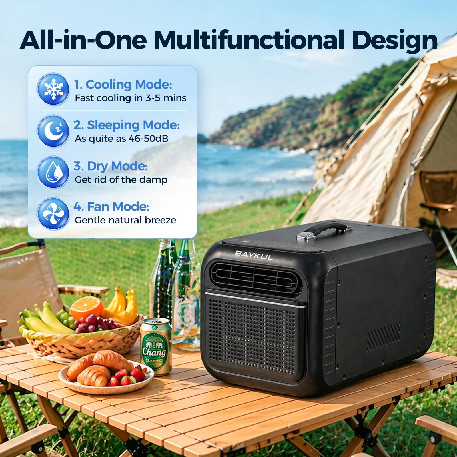BAYKUL 4500 BTU Portable Tent Air Conditioner for Camping, RV, Truck, Fishing,Small Room and Pet.Compact Outdoor or Indoor AC Unit for Cooling on Road Trips, Camping Adventures and Parking Cooling