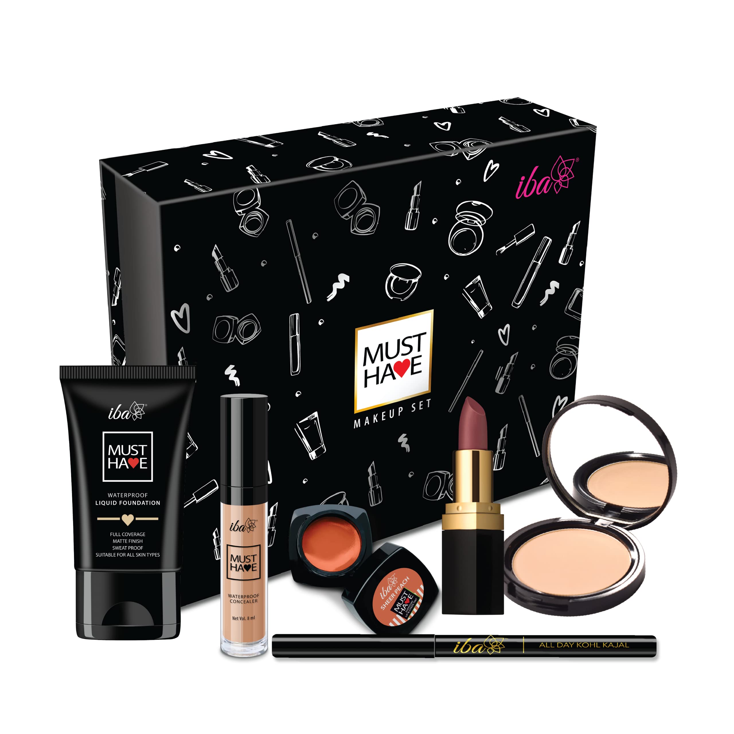 Iba Must Have Makeup Set (Fair) | Gifts for Women | Waterproof Foundation, Concealer, Matte Compact, Lip & Cheek Tint, Matte Lipstick, Smudge Proof Kajal | Makeup Kit for Women-picture-18