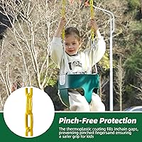 Vista 6 de Asiento de columpio para niño con respaldo alto y cadenas revestidas amarillas, totalmente montado, accesorios para columpio para bebés