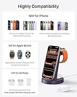 Vista 4 de Estación de carga 3 en 1 para iPhone, cargador inalámbrico para productos Apple, múltiples dispositivos, soporte de carga para AirPods
