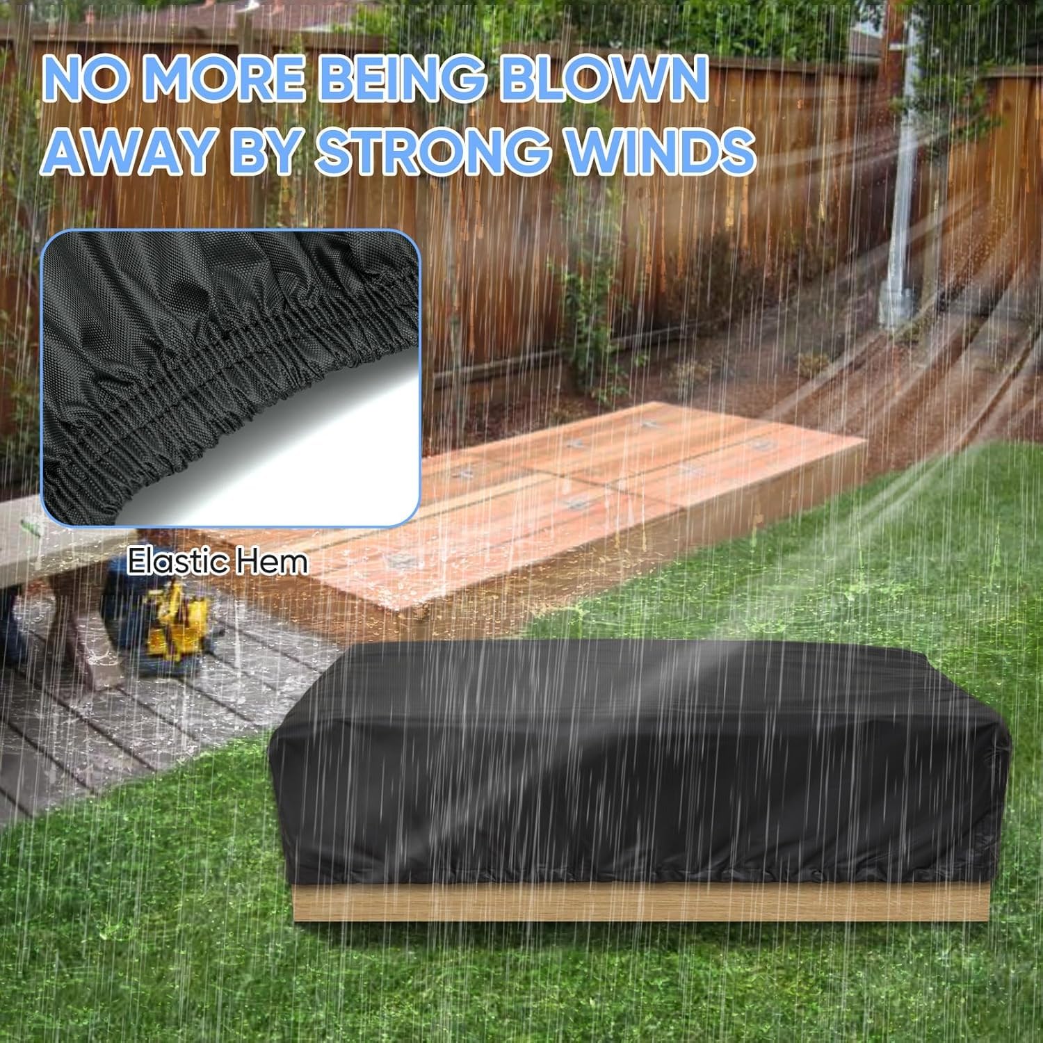 Copertura Per Sabbiera 155x155x20 Cm - Impermeabile, Tessuto Oxford, Con Elastico - Foto 8