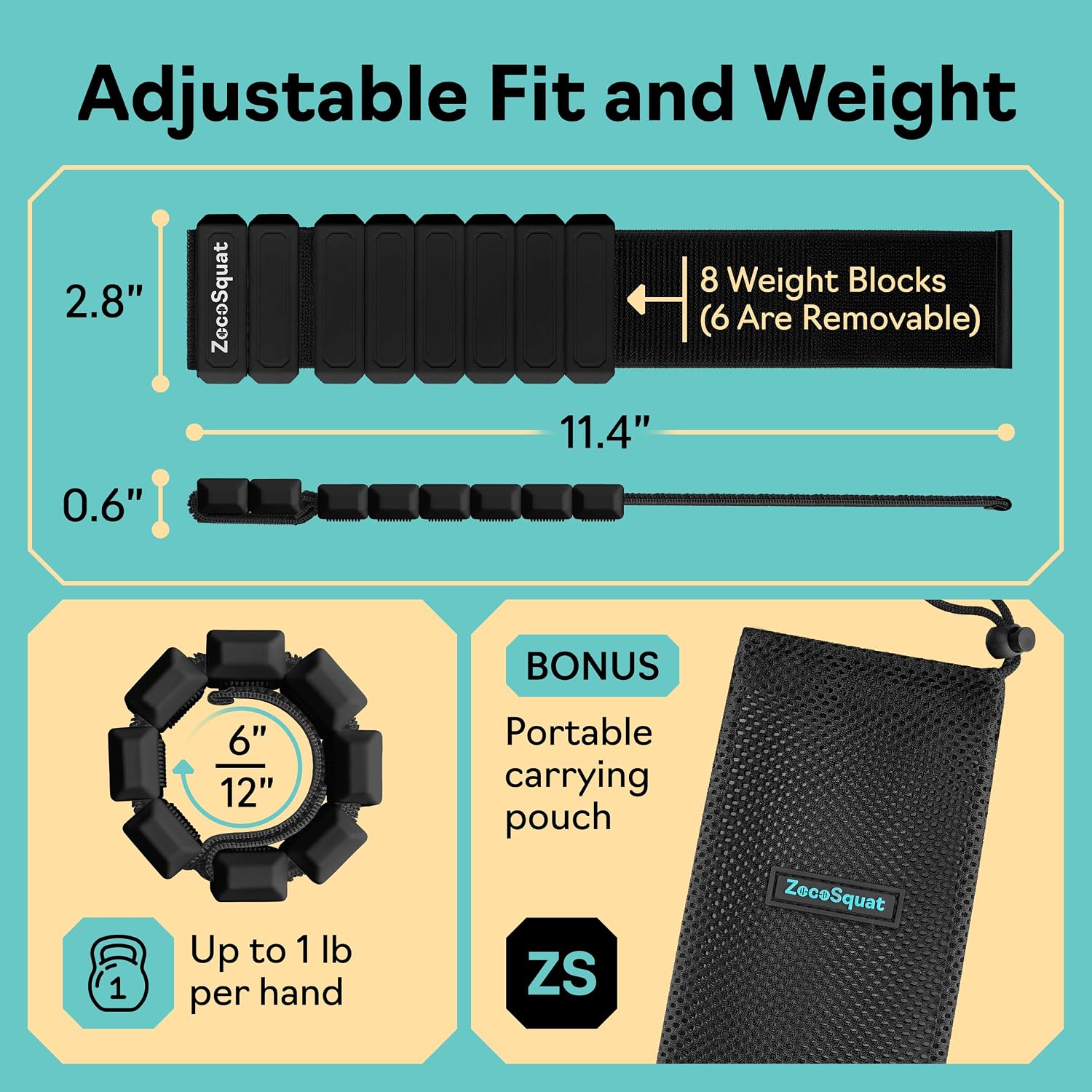 Ankle Weights for Women and Wrist Weights for Women at Home - Arm and Leg Weights, Non-Slip Desig, Set of 2 (1 lb each)