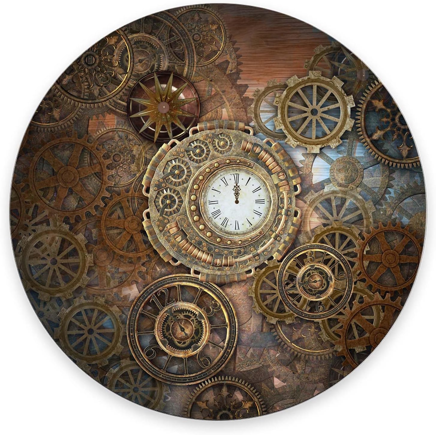 Mouse Pad, Rusty Steampunk Mouse Pads with Design, Round Washable Cloth Personalized Mouse Mat, Gaming Office Home Non-Slip Rubber Base Computer Mousepad 7.9×7.9×0.12 inches