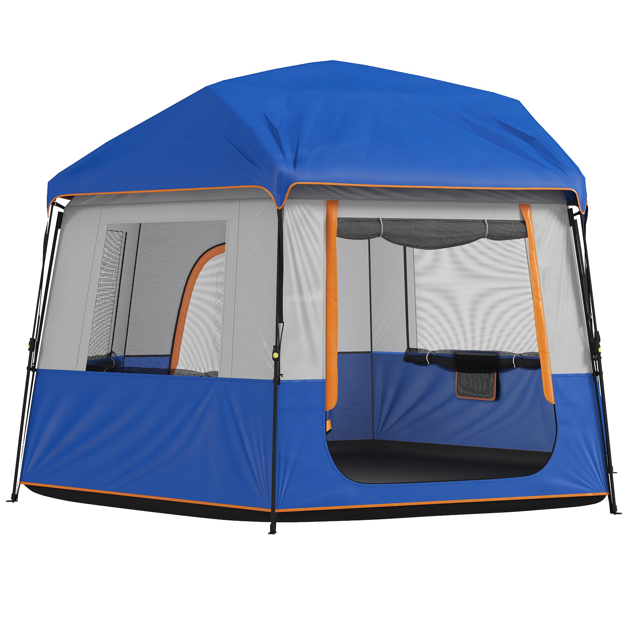 Outsunny Tente de camping pour 4 à 6 personnes, tente tunnel étanche 3000 mm avec couvercle supérieur amovible, protection UV30+ abri familial avec sac de transport