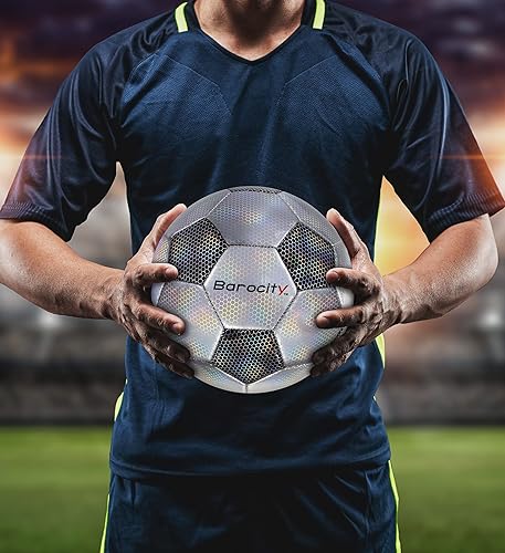 Miniatura 4 de Balones de fútbol para niños Pee Wee Pelota oficial de primera calidad con patrón hexagonal reflectante de arcoíris, duradera para entrenamiento en