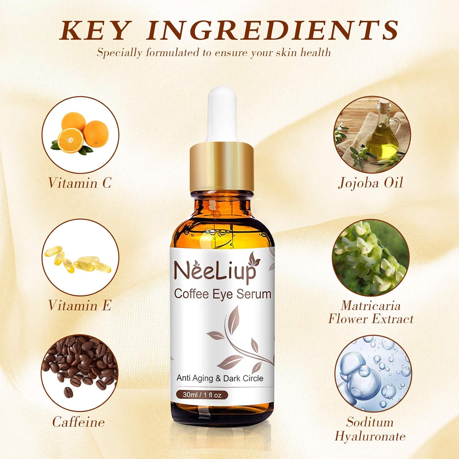 Under Eye Serum for Dark Circles and Puffiness, Eye Bag Treatment, Anti Aging & Wrinkles, Glycerin & Caffeine Eyes Serum for Men Women, Hydrating Eye Cream with Hyaluronic Acid for Fine Lines : Beauty & Personal Care