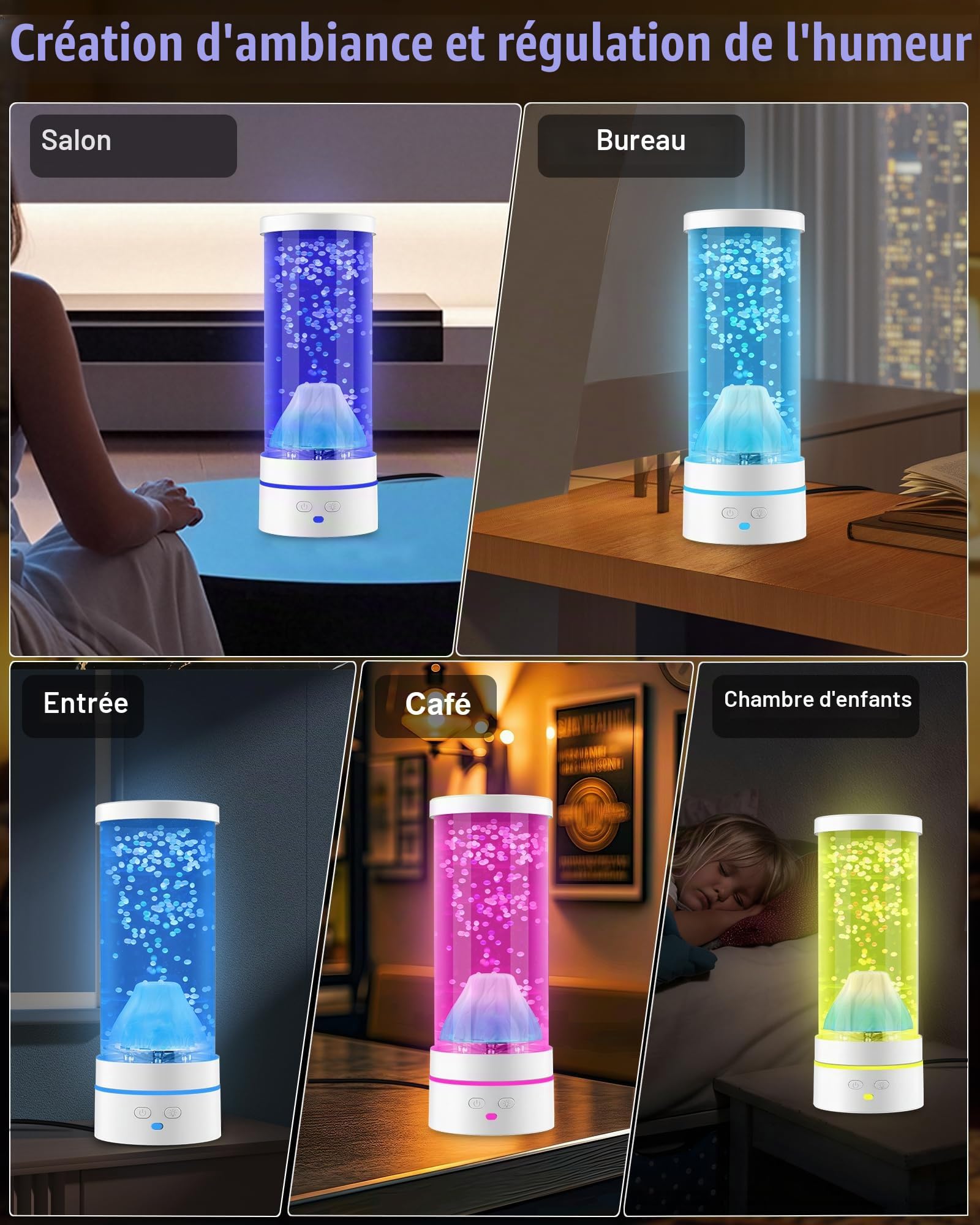 Lampe à Volcan pour Enfants, LED Veilleuse Lampe Volcan avec 17