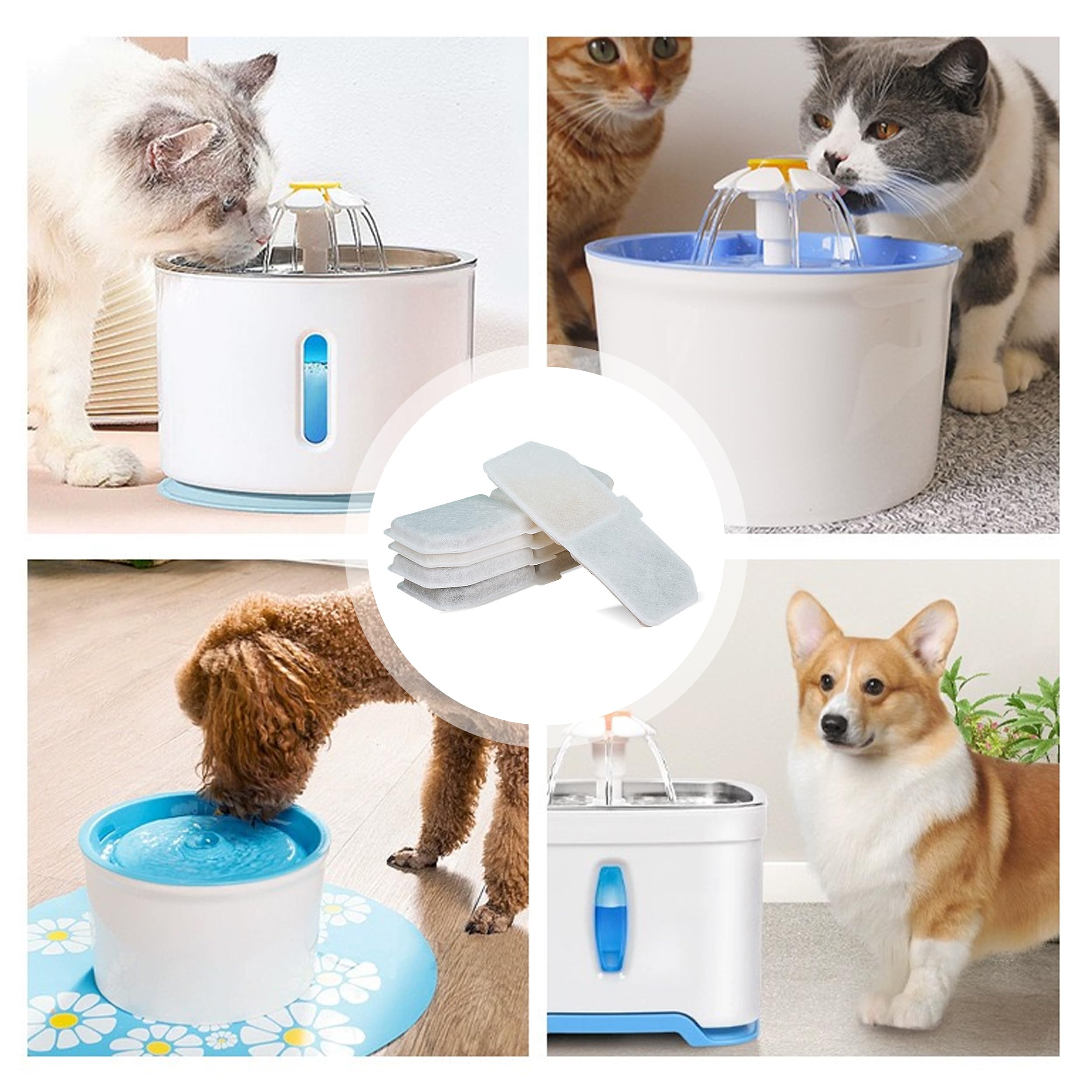 Filtres Fontaine à Chat Lot De 9 - Charbon Actif Et Résine Pour Eau Pure - Compatible 3.2L