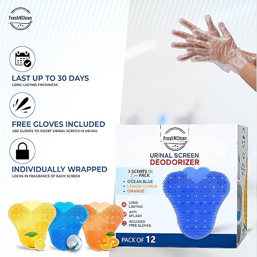 Miniatura 2 de Desodorizador de pantalla urinaria (paquete de 12) – Pasteles antisalpicaduras con protección contra olores – Desodorizadores de larga duración para