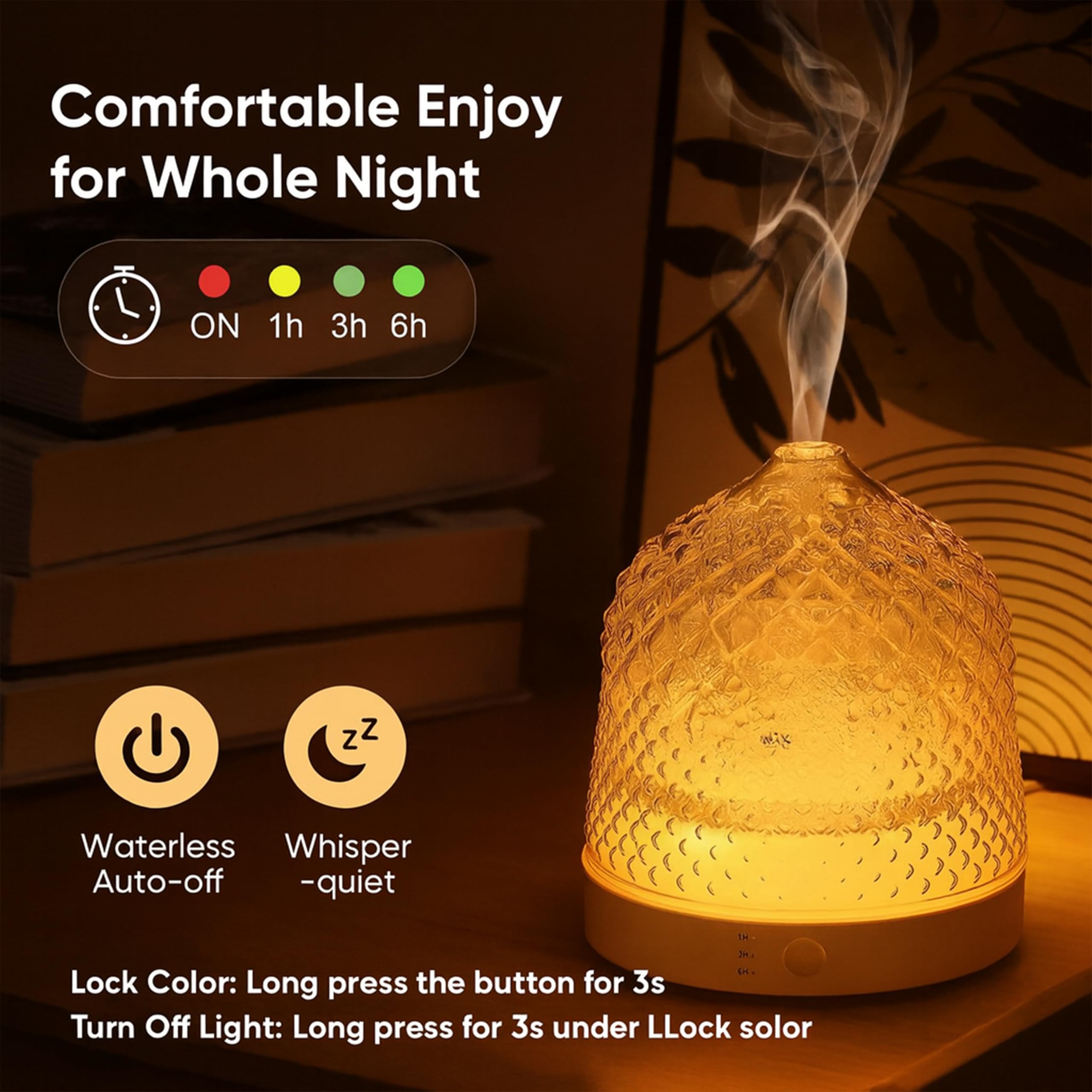 ALMA Diffusor & Luftbefeuchter für ätherische Öle mit 200 ml Glastank – Elegante Aromatherapie mit Glas, Stimmungs-LED-Beleuchtung, 10 Stunden beruhigender Nebel (White)