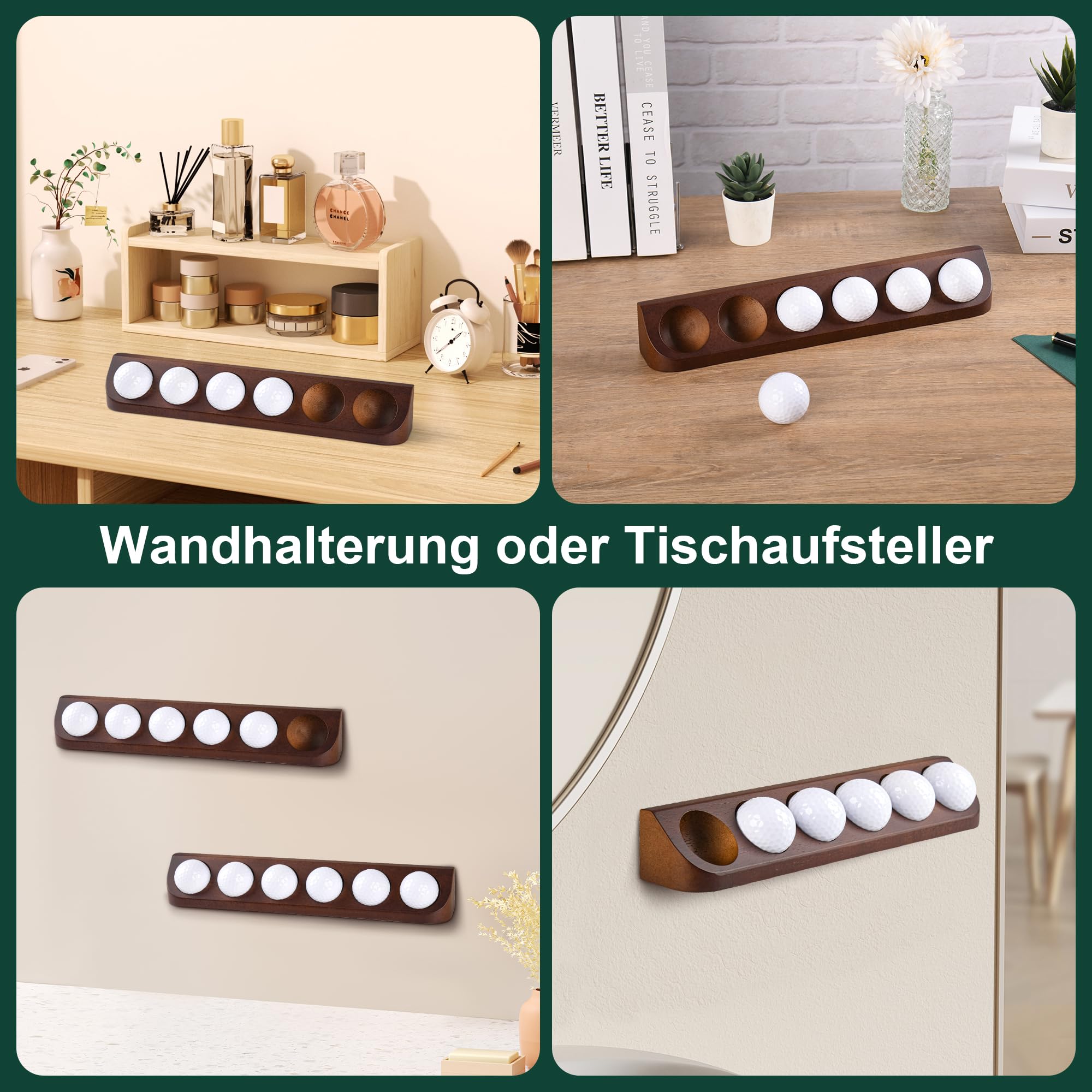 Tapeera 2er-Pack Golfball Vitrine Wandhalterung – Holz Setzkasten für 12 Golfbälle – Golfball Regal für Sammler – Sport Memorabilia Schaukasten – Golf Zubehör Geschenk Herren
