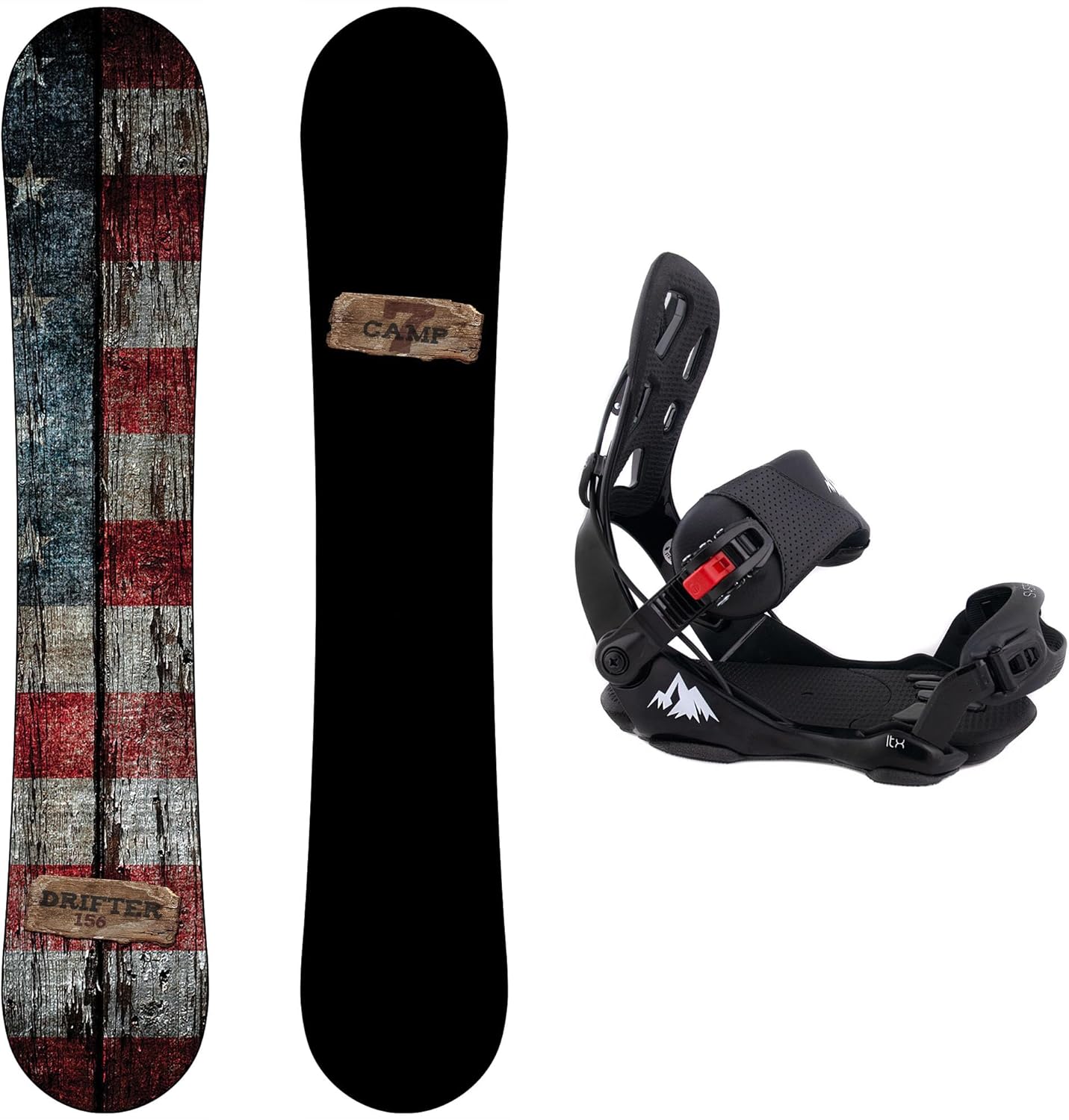 Drifter Snowboard and System LTX Rear Entry Step in Binding Men's Snowboard Package