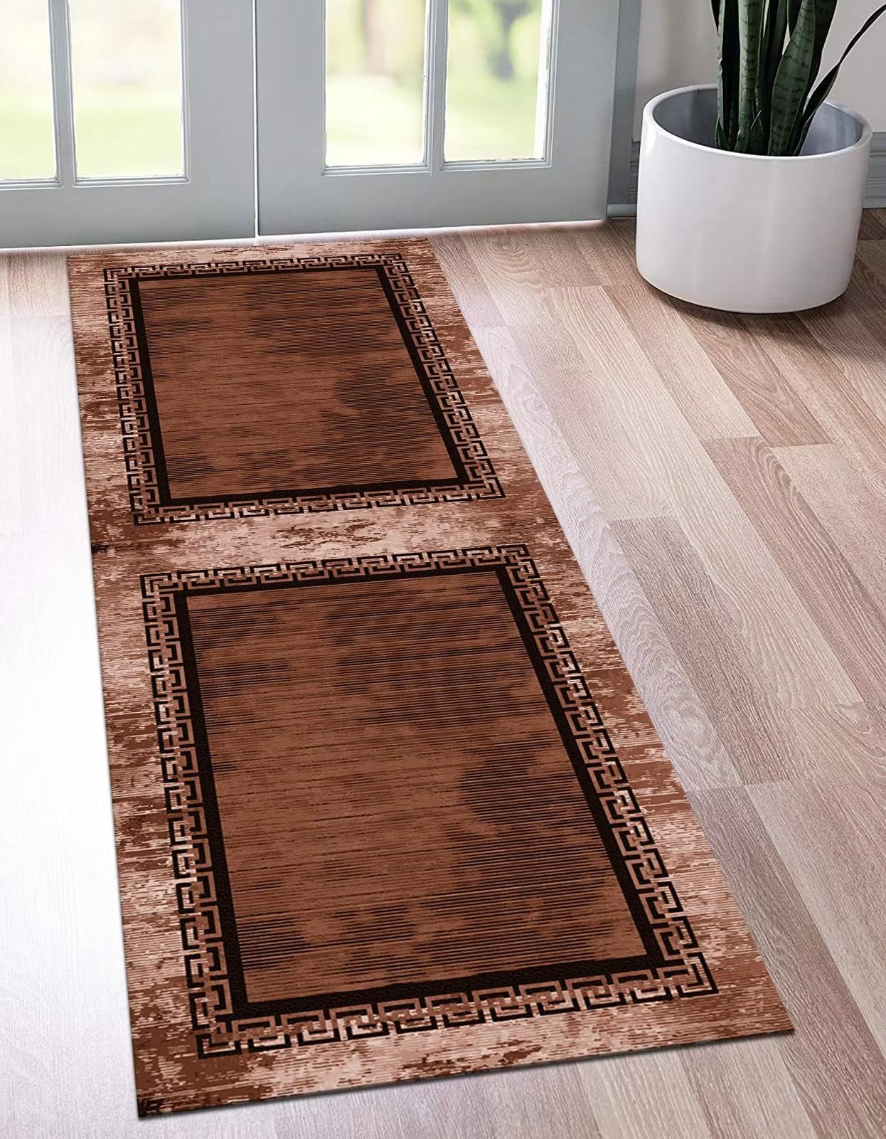 Teppich Läufer Flur Küche rutschfest waschbar Teppichläufer Lang 80X100CM Braun Abstrakt Muster Küchenläufer Meterware Korridor Tepiche Kücheteppich Schlafzimmer Wohnzimmer Flurmatten Breit 40-120cm