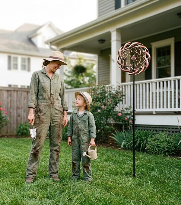 VUFOZ 63" Copper Wind Spinners Metal Bronze Antique Clockwork Garden Yard by VUFOZ - Used condition - Image 9