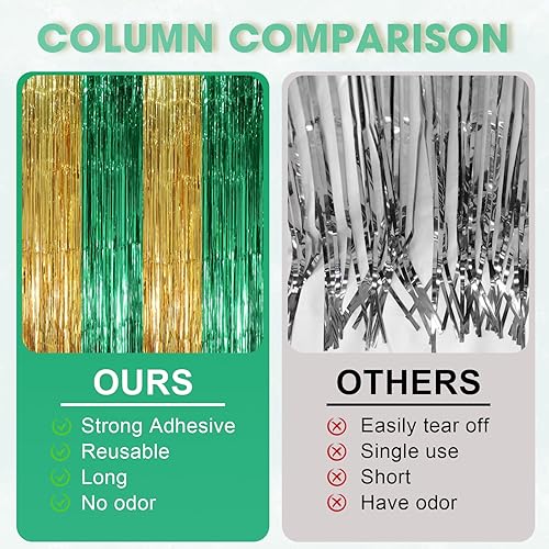 Miniatura 312 de Cortinas de fondo de flecos de papel de aluminio para fiestas, 3 piezas, 39.6 x 98.4 pulgadas, azul retro 48 Retro Azul,03 Rosa,04 Rosa