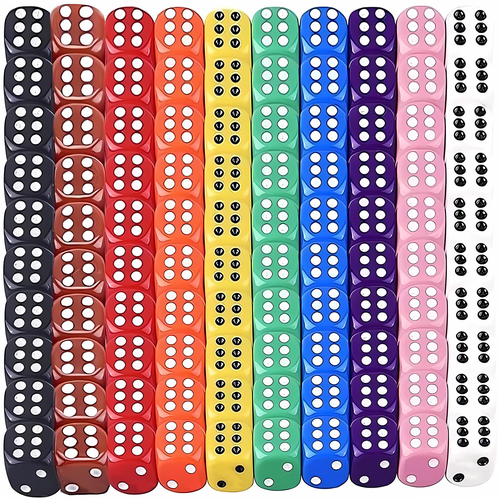 ZHOUHON Juego de Dados, 100 Piezas Dados 6 Caras 10 Colores Translúcidos Dados de Esquina Redondeados Casino Dados Juegos de Mesa