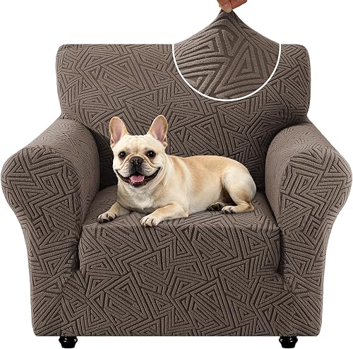 Ystyle Funda Sofa 1 Plaza con Brazos, Café Claro | Fundas para Sofa Alta Elásticas, Lavable A Máquina, Resistente A Arañazos De Mascotas Y Manchas, Apto Para Sala De Estar