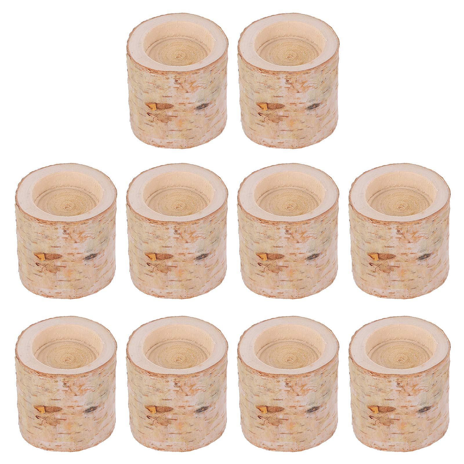 Porte-bougies en bois beige lot de 10 bougeoir de table extérieur