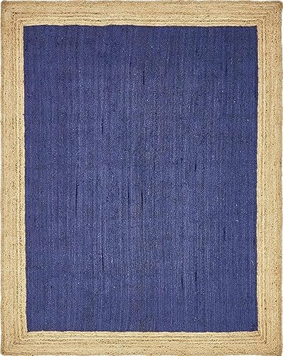 Miniatura 3 de DecorAvenue Colección de yute trenzado hecho a mano, calidad clásica, hecho natural, tejido a mano con color sólido (naturalazul marino, 10 pies x