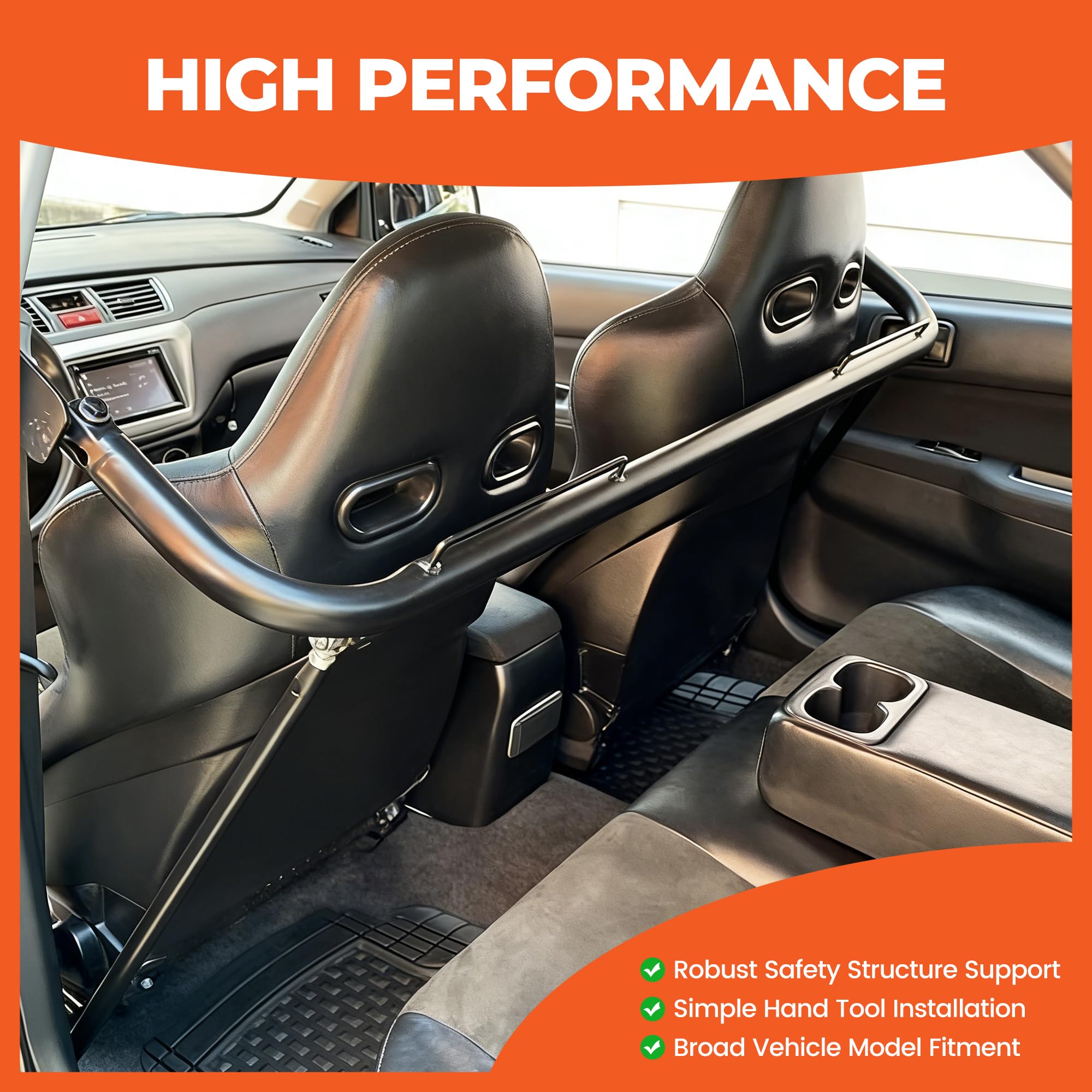 ECOTRIC 49 Harness Bar Compatible with 4-Point 5-Point 6-Point Seat Belts | Racing Safety Seat Belt Rod Compatible with Ford Honda Mitsubishi and more Universal; Black product thumbnail 6