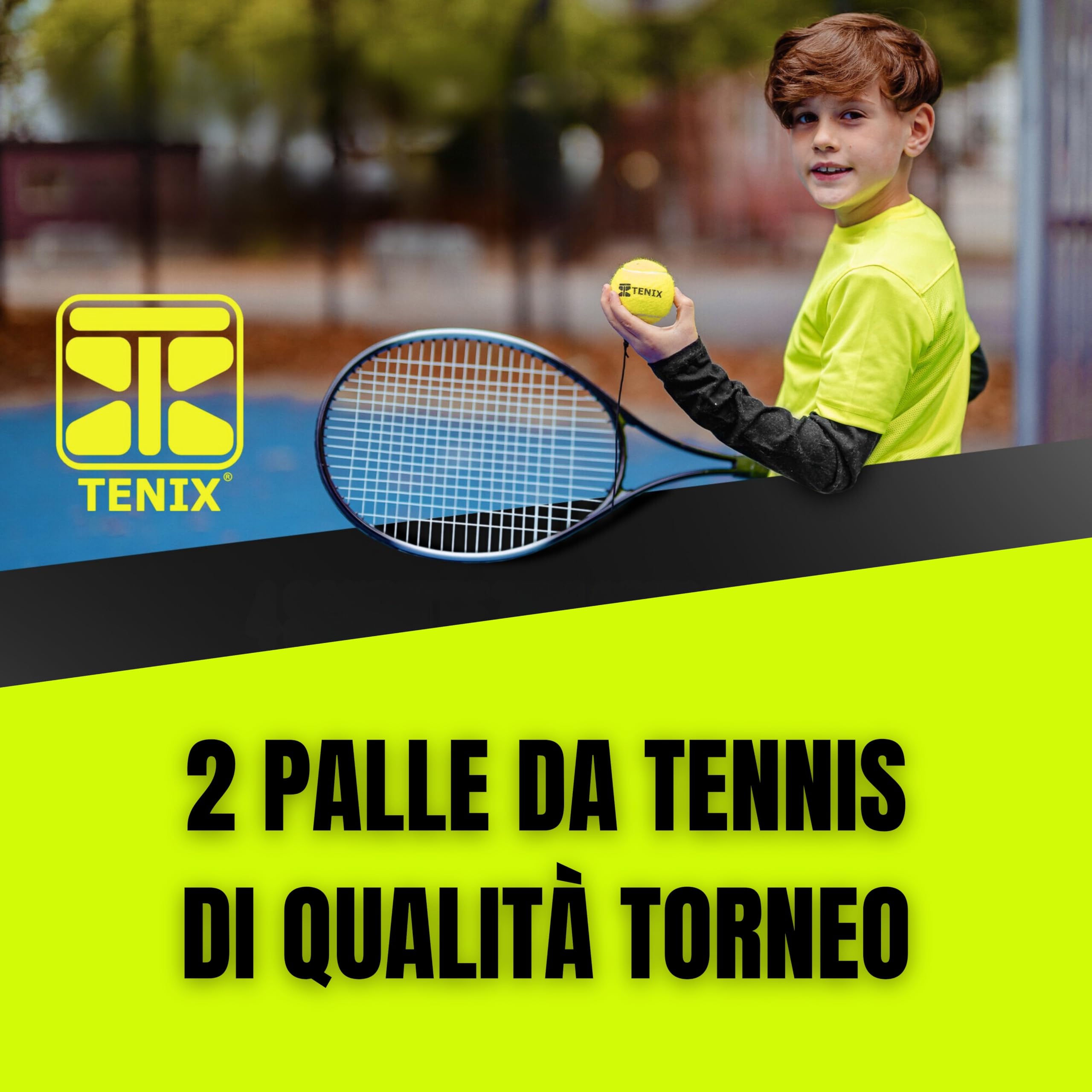TENIX® Set da 2 palline da tennis con corda | Palline di ricambio Trainer | Inclusa lattina pressurizzata sigillata | Palline di ricambio con corda elastica per tennis trainer