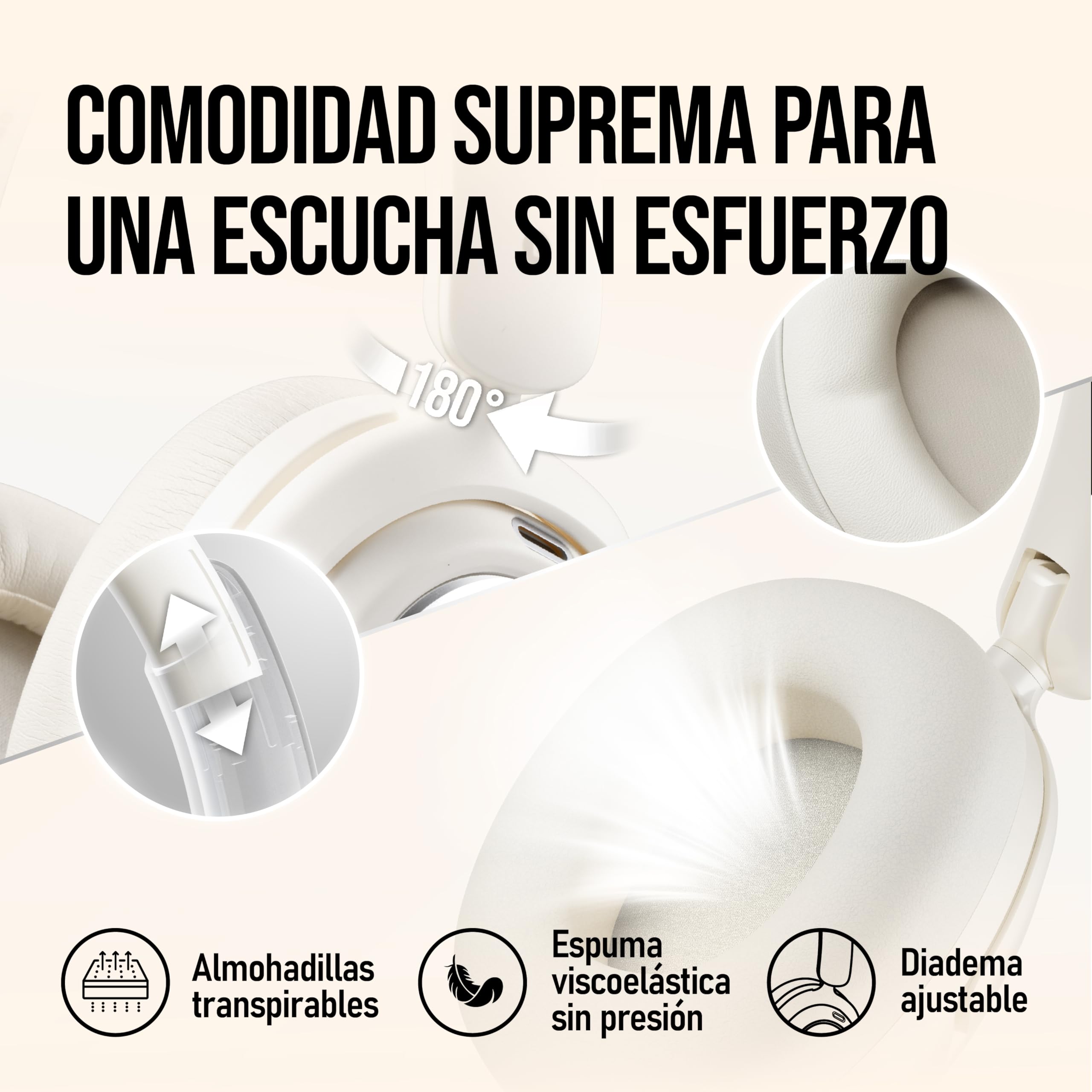 OXS Storm A2 Auriculares Inalámbricos para Juegos, Cancelación Activa de Ruido, Bluetooth 5.4 & Baja Latencia 2,4 GHz, Modos EQ Duales, 70 Horas de Batería, para PC, PS4, PS5, Switch y Móvil, Blanco