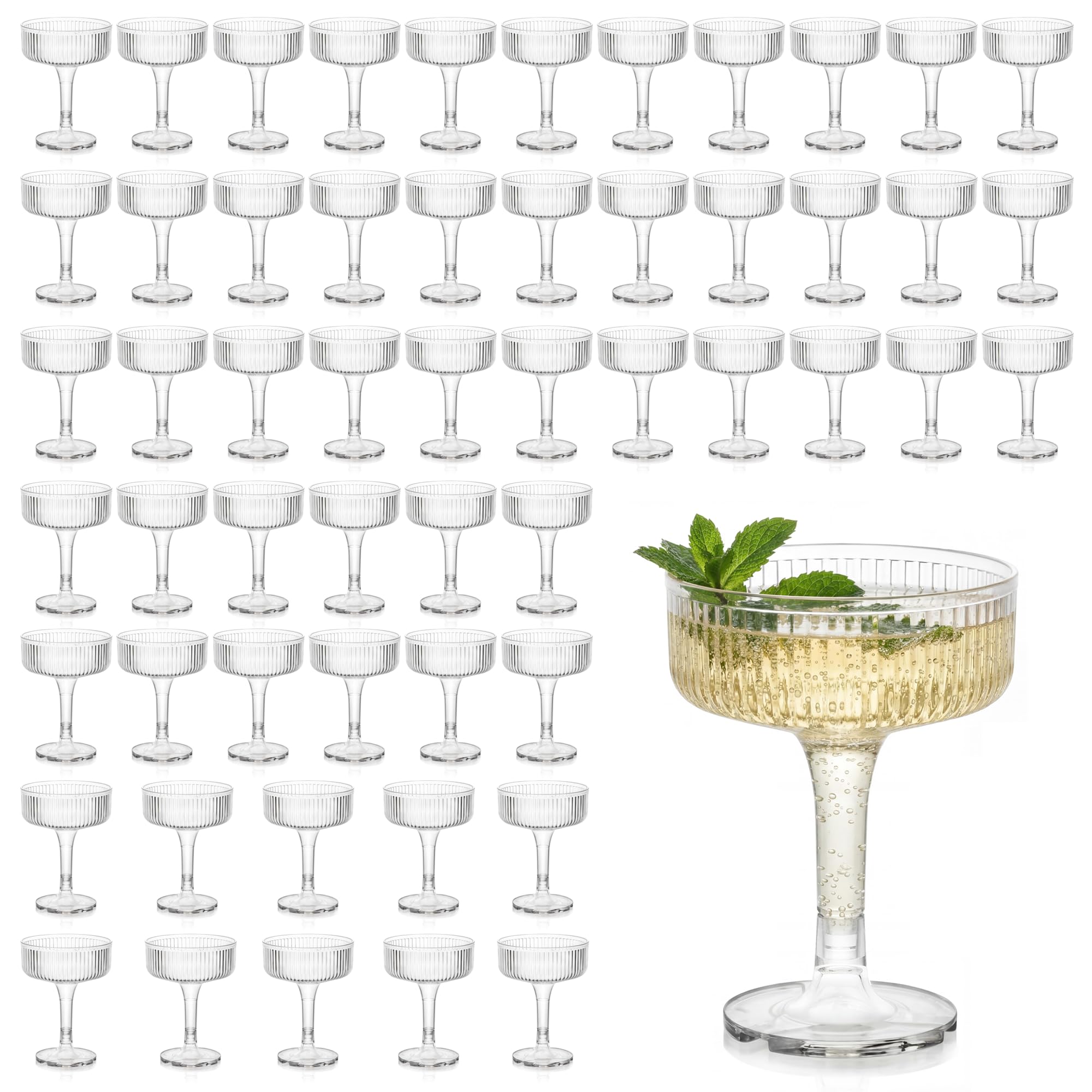 Sektgläser Plastik 56 Stück 200ml, Transparent | Kunststoff, Mehrweg, Champagne Turm, Für Sektempfang, champagner schalen, Hochzeit, Geburtstag, Picknick, Party