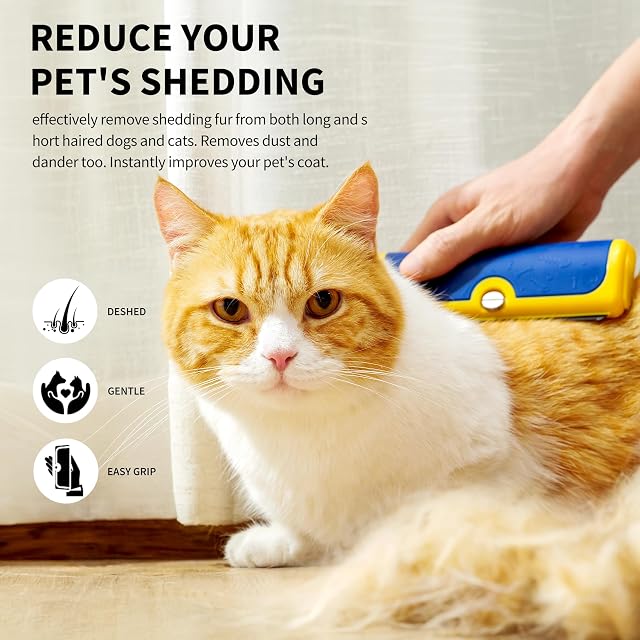 Foto 2 de 8 de PetPog Cepillo Deslanador para Perros y Gatos, Azul y Amarillo