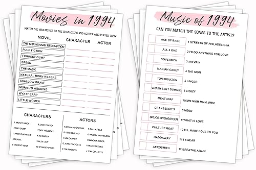 Juegos de fiesta de cumpleaños número 40, juegos de fiesta de cumpleaños de 1984, juego de tarjetas de doble cara, incluye música de juegos de 1984,